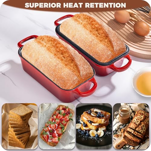 Enameled Cast Iron Bread Loaf Pan with Lid, Set of 2 V40904
