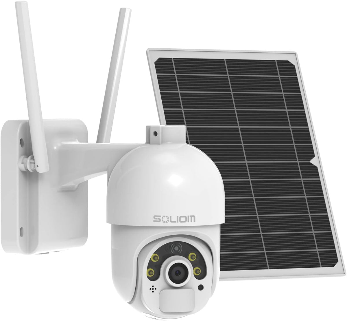 Solar Security Camera Outdoor Wireless Battery Powered with Spotlight Color Night Vision and PIR Motion Detection X526106