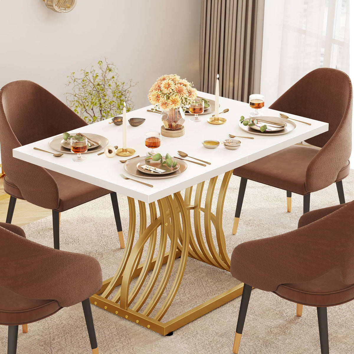 46.9" Gold Rectangular Dining Table C6761
