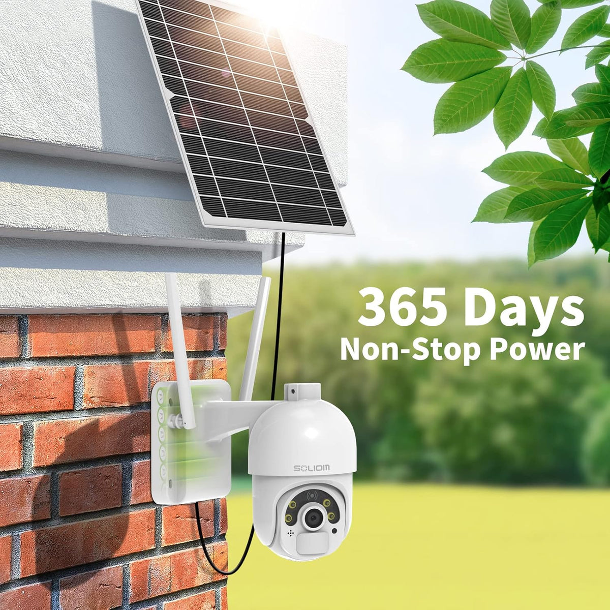 Solar Security Camera Outdoor Wireless Battery Powered with Spotlight Color Night Vision and PIR Motion Detection X526106