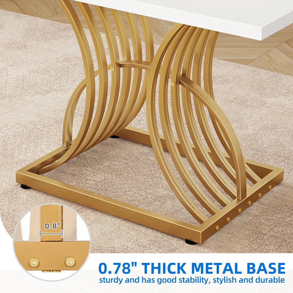 46.9" Gold Rectangular Dining Table C6761