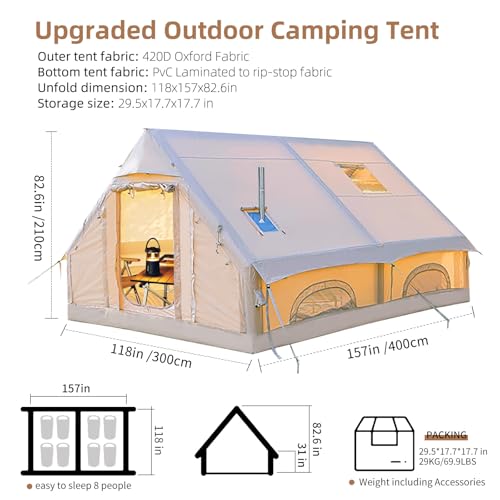 Inflatable Camping Tent 8-10 Person with Stove Jack S67331
