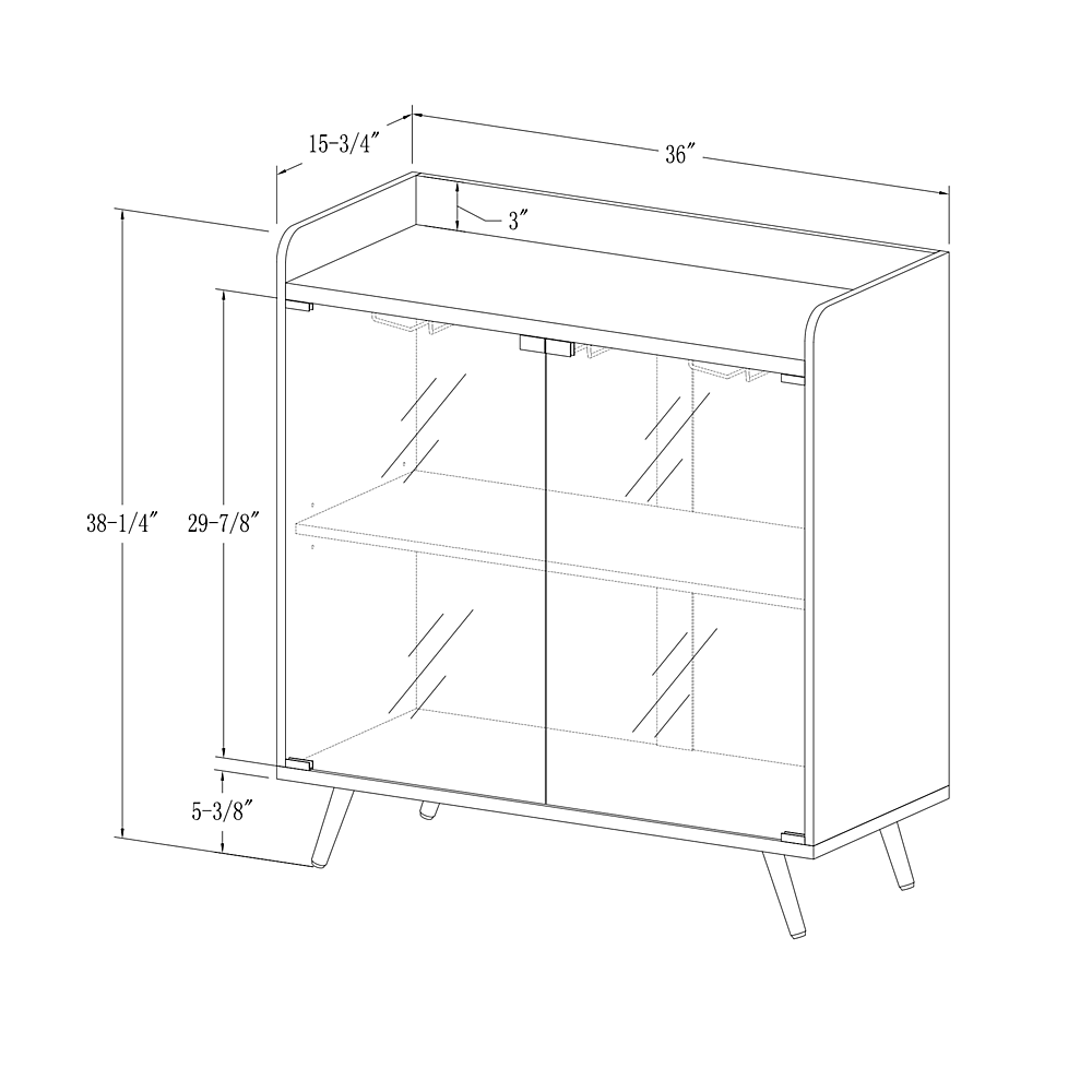 Dark Walnut Bar Cabinet with Glass Doors W825098