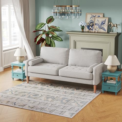 Beige Fabric Loveseat Sofa F7152