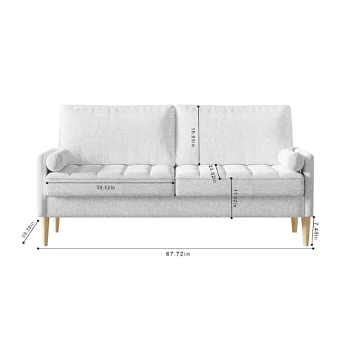 Beige Fabric Loveseat Sofa F7152