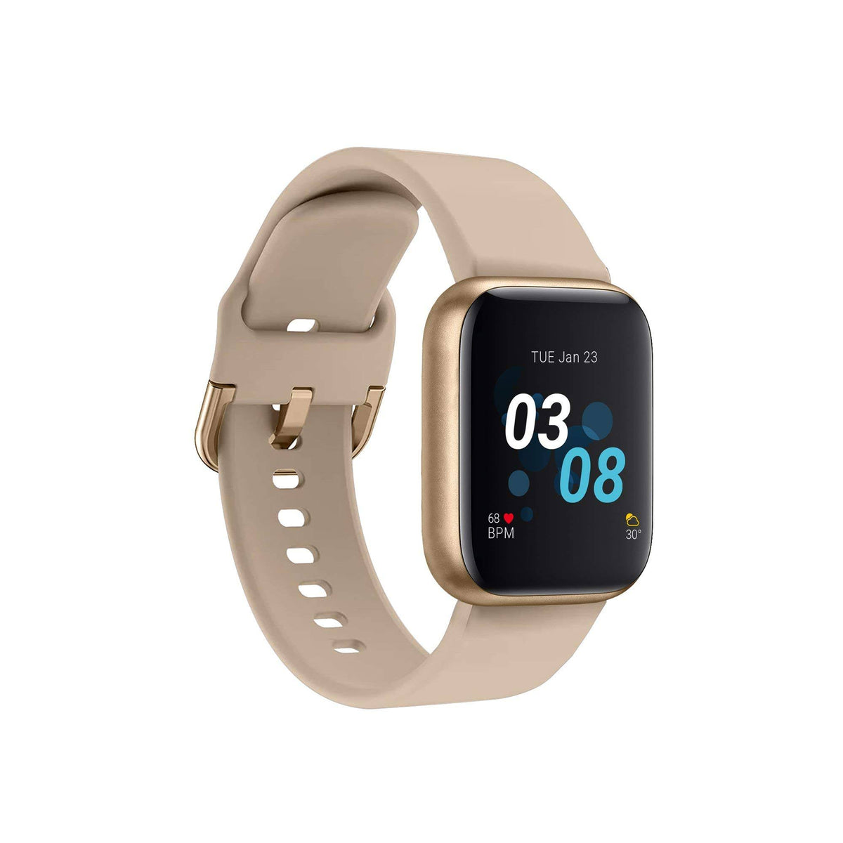 Gold Case Smartwatch with Beige Strap F1500