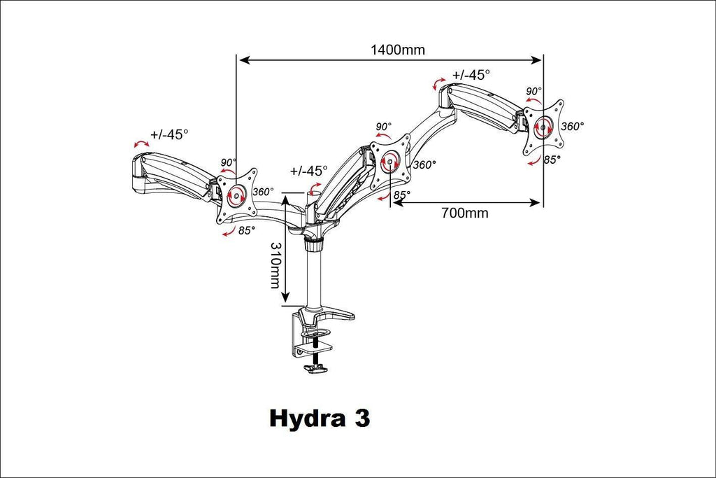 Triple Monitor Mount with Articulating Arms G374