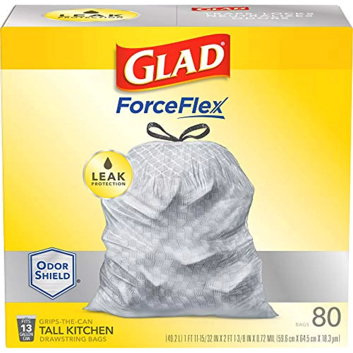 Tall Kitchen Drawstring Trash Bags 13 Gallon Grey Unscented 80 Count Q6845