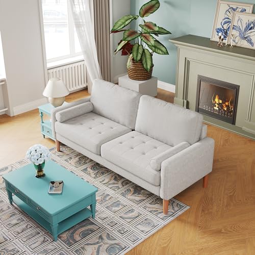 Beige Fabric Loveseat Sofa F7152