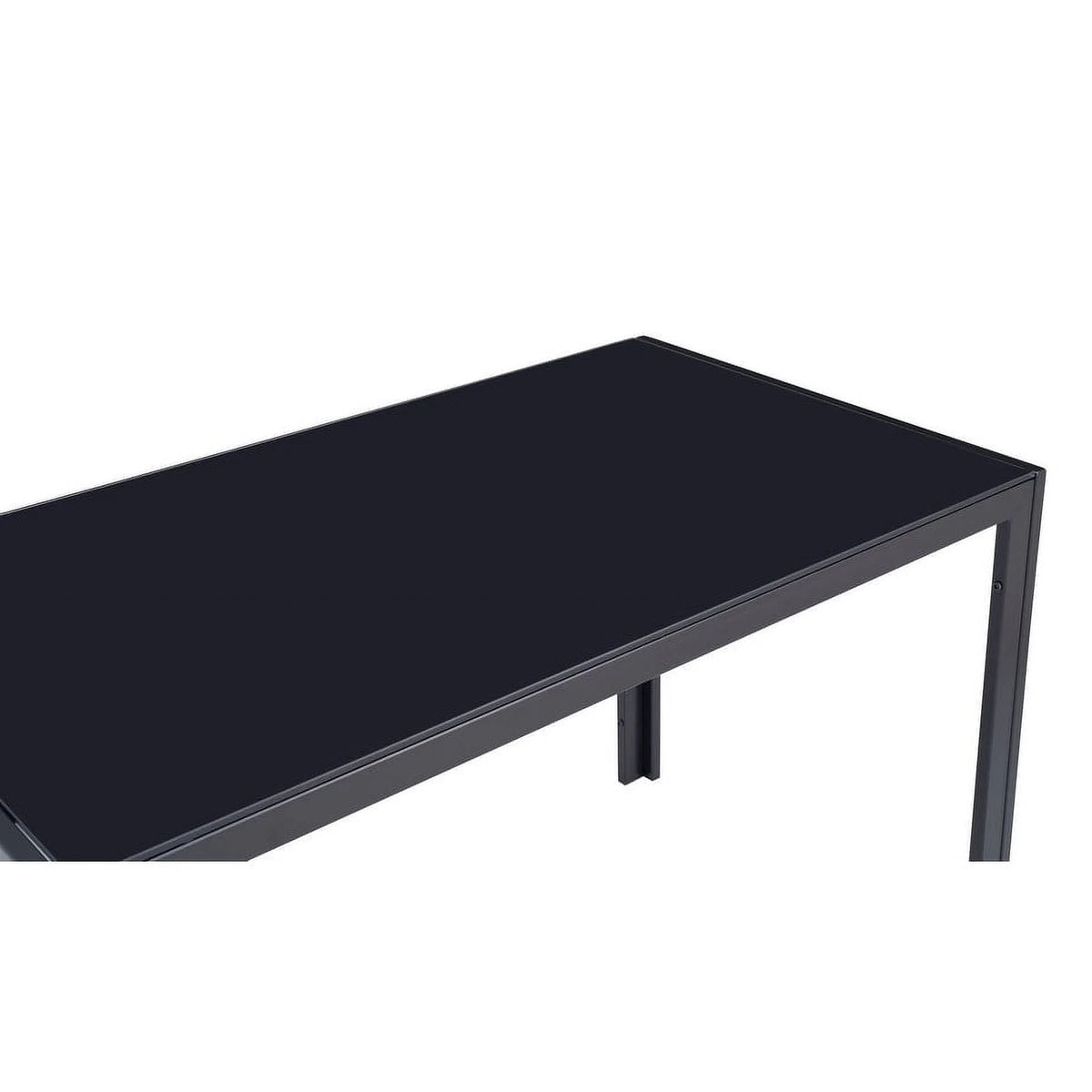 Black Metal Tempered Glass Rectangular Dining Table Z6180